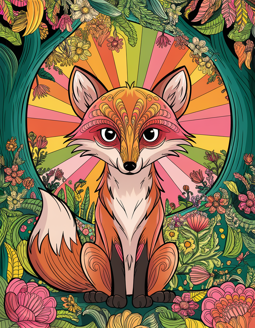 Fox Adult Coloring Design