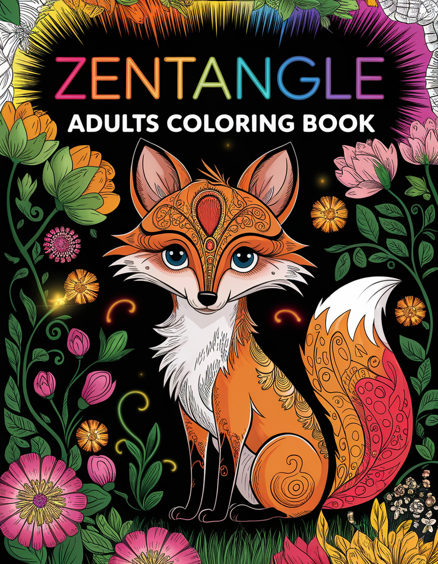 Zentangle Fox Adult Coloring Book