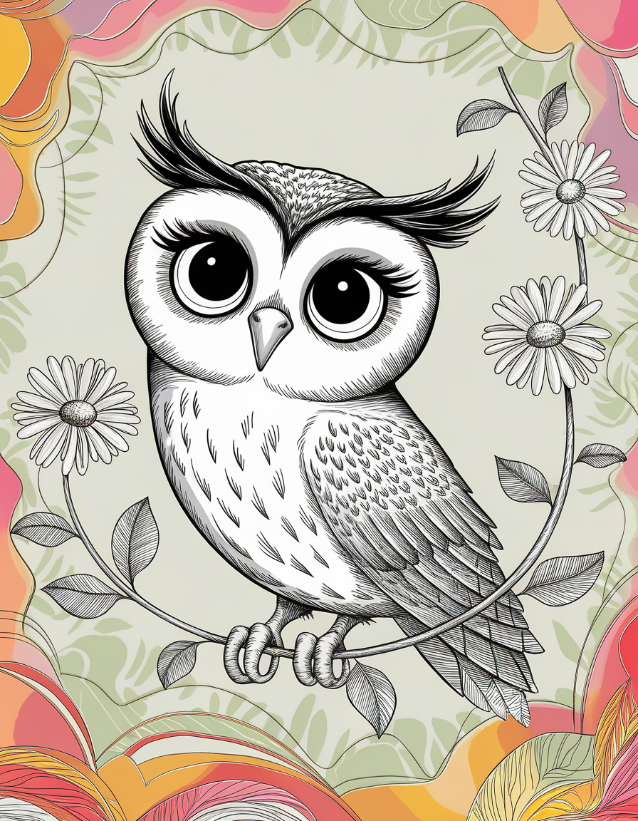 Owl Adult Coloring Design