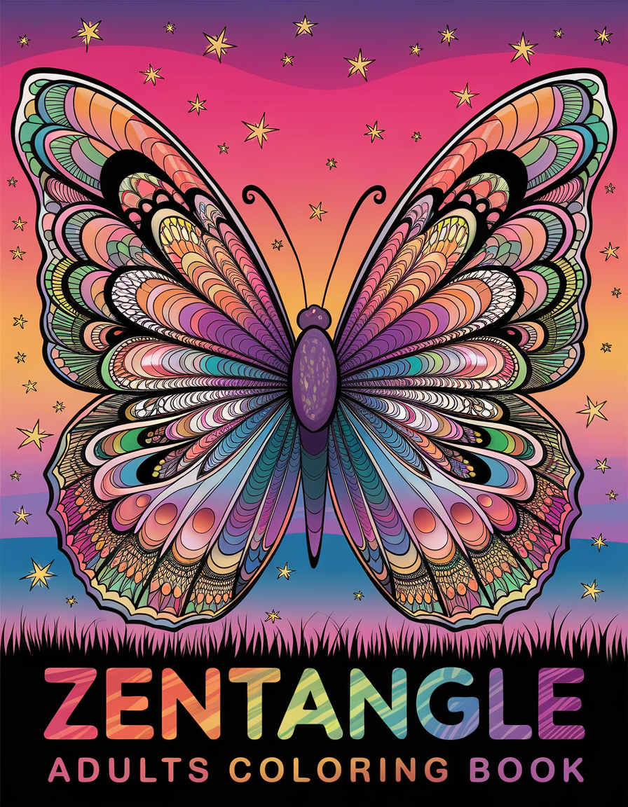 Zentangle Butterfly Adult Coloring Book