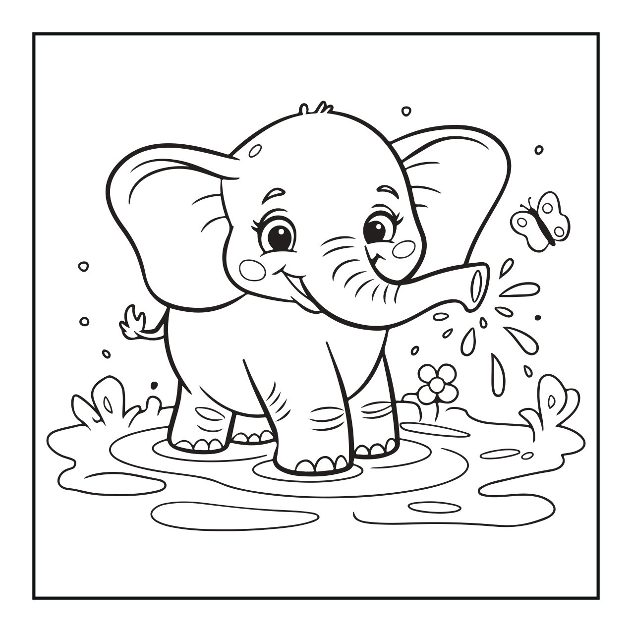 Elephant Printable Coloring Page