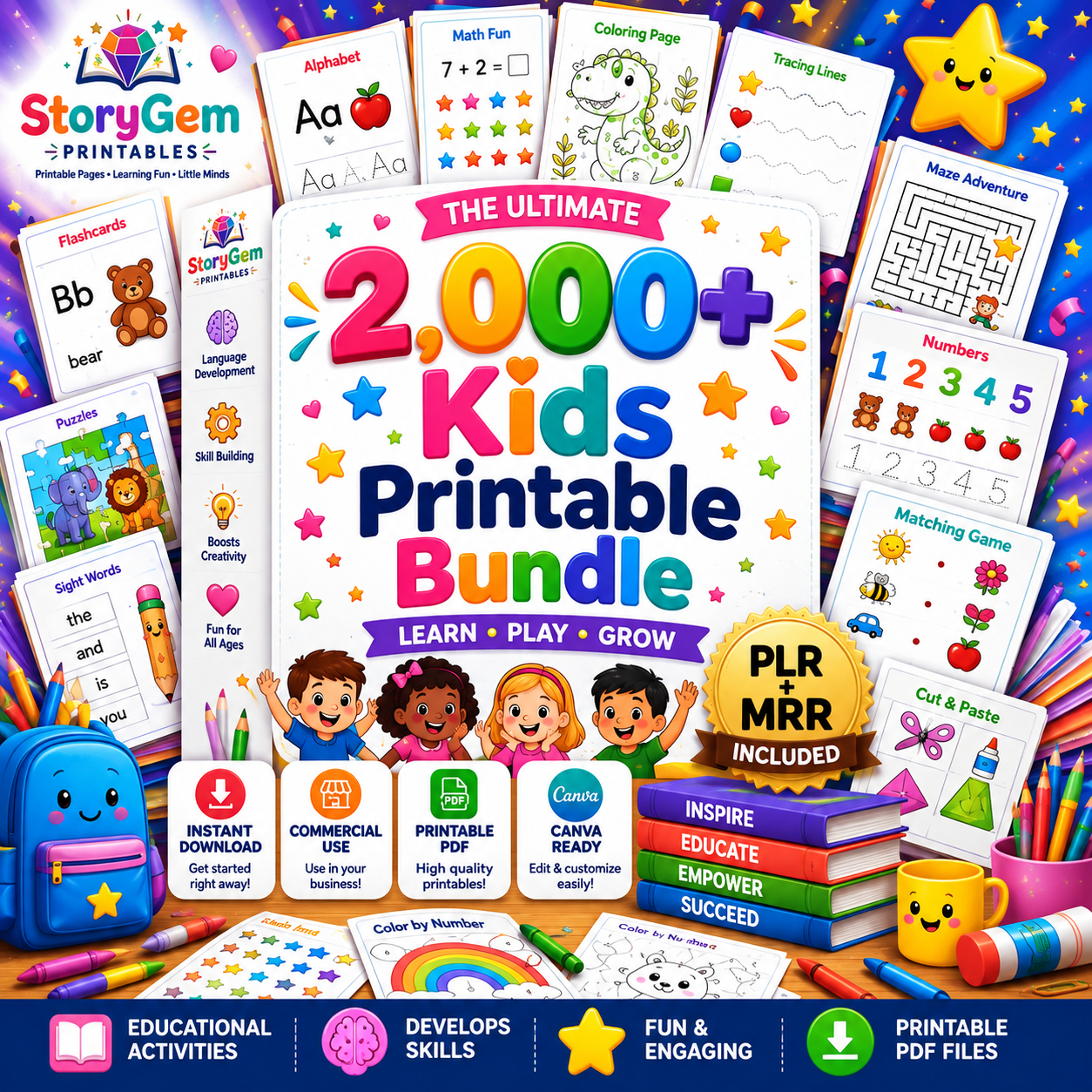 Kids Learning, Coloring & Activity Bundle